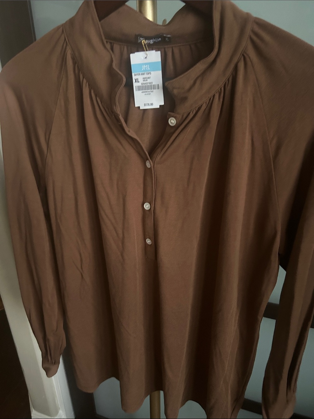 J.McLaughlin Chocolate Brown Long-Sleeve Top